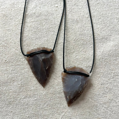 Arrow Point Large Pendant - Brown Agate