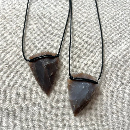 Arrow Point Large Pendant - Brown Agate
