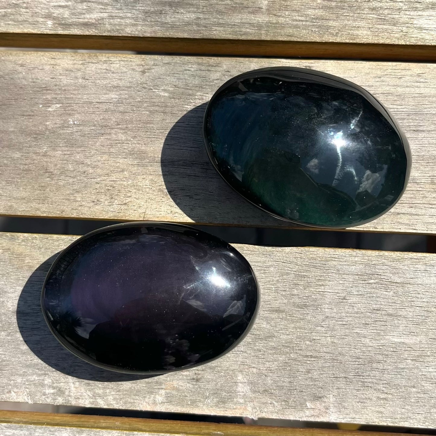 Rainbow Obsidian Palm Stone Crystal - Protection, Grounding, Power