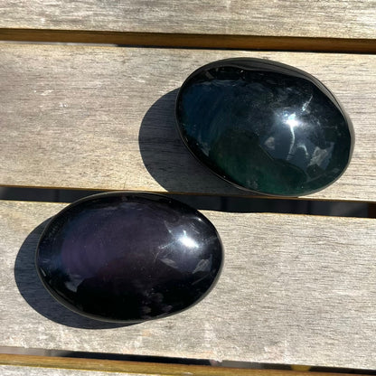 Rainbow Obsidian Palm Stone Crystal - Protection, Grounding, Power