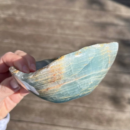 Blue Onyx Large Raw Crystal Bowl - Calm, Peace, Grounding
