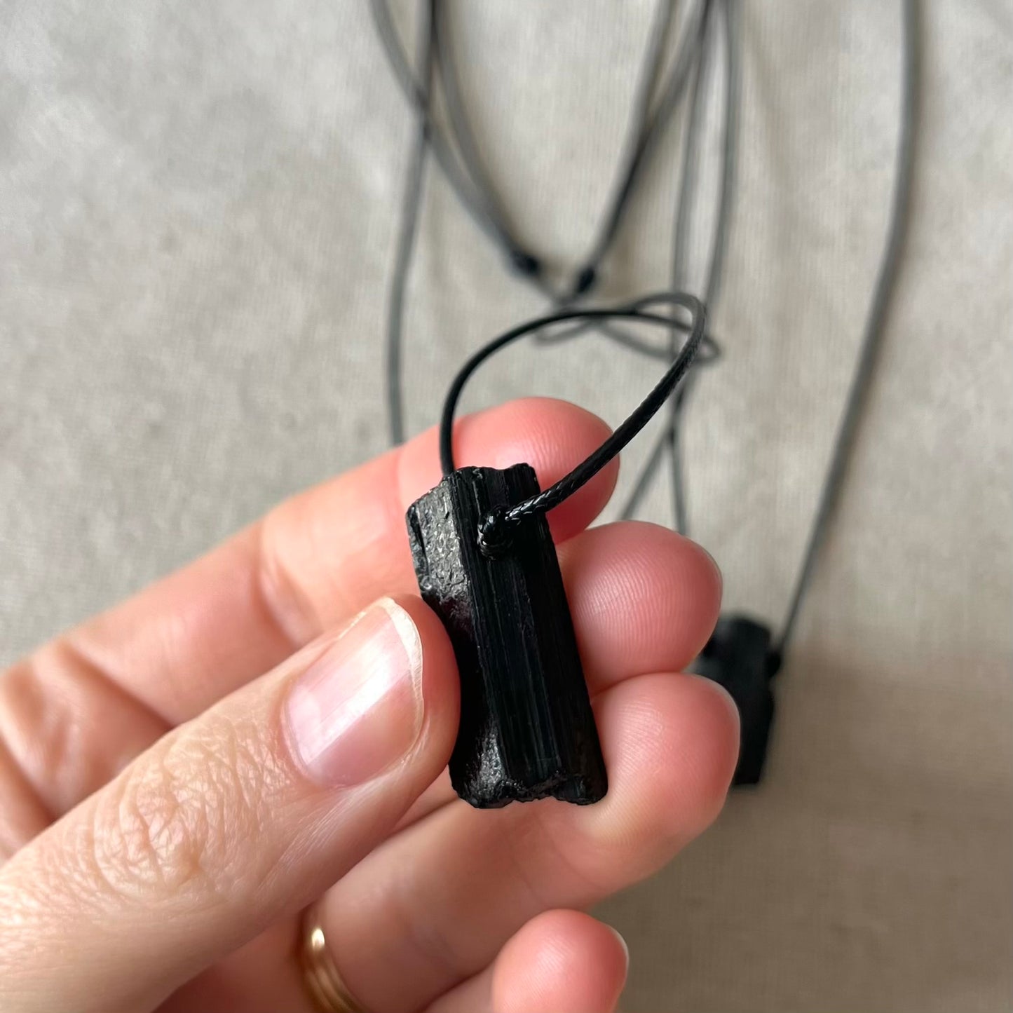 Black Tourmaline Small Raw Stone Pendant - Energetic Protection