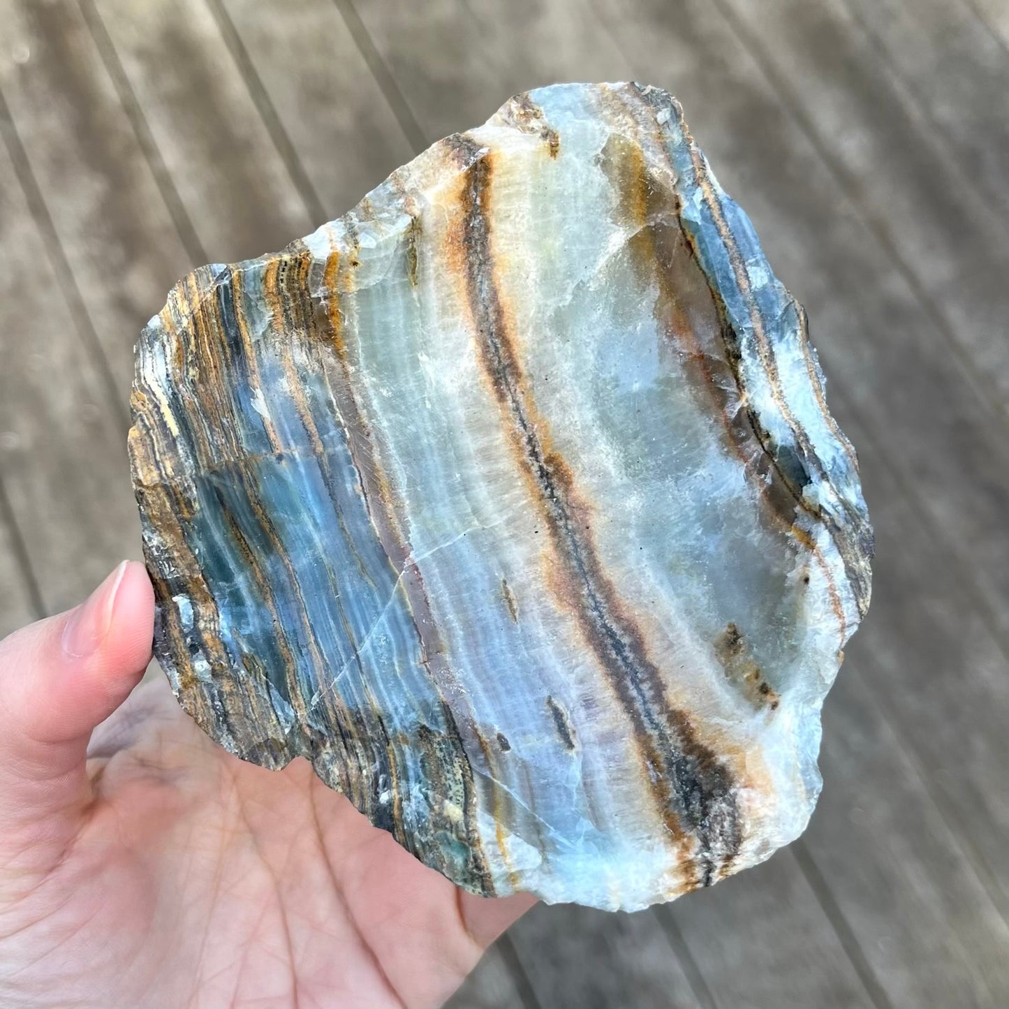 Blue Onyx Medium Rough Crystal Bowl - Calm, Peace, Grounding