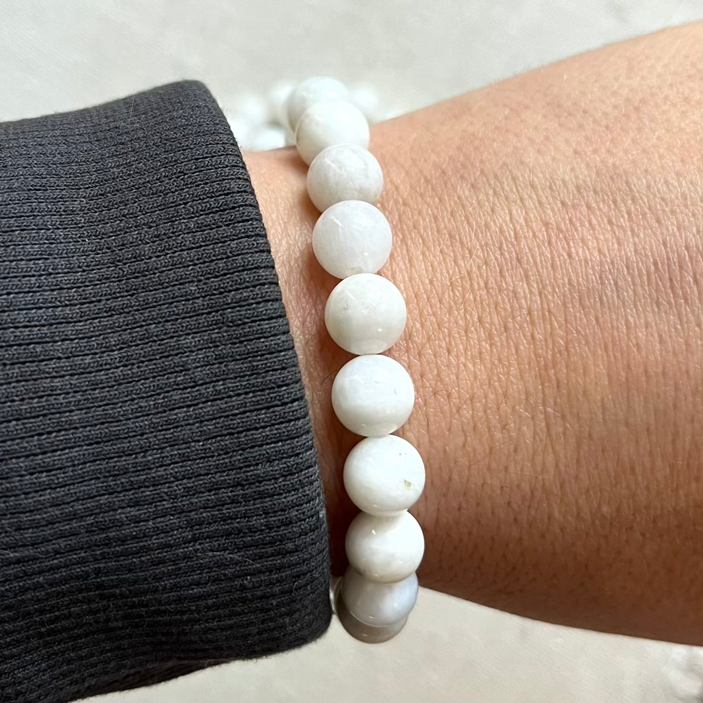 Moonstone 8mm Beaded Bracelet - Intuition