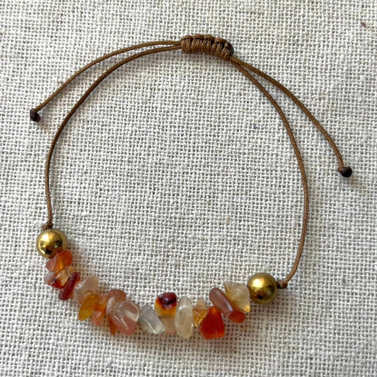 Carnelian & Hematite Cord Bracelet
