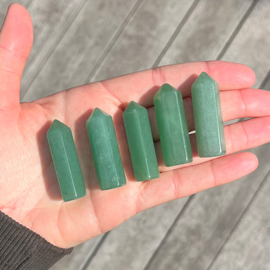 Green Aventurine Mini Point Crystal - Lucky, Positivity, Uplifting