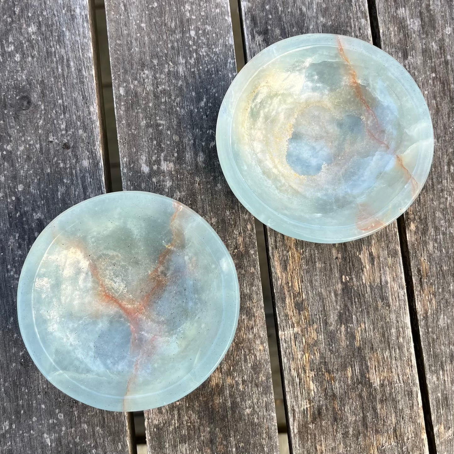 Blue Onyx Small Round Crystal Bowl - Calm, Peace, Grounding