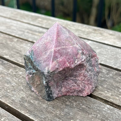 Black Vein Rhodonite Raw Point Crystal - Compassion, Love