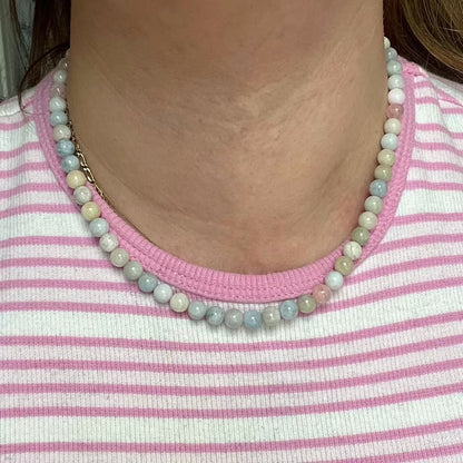 Morganite 6mm Beaded Necklace - Divine Love