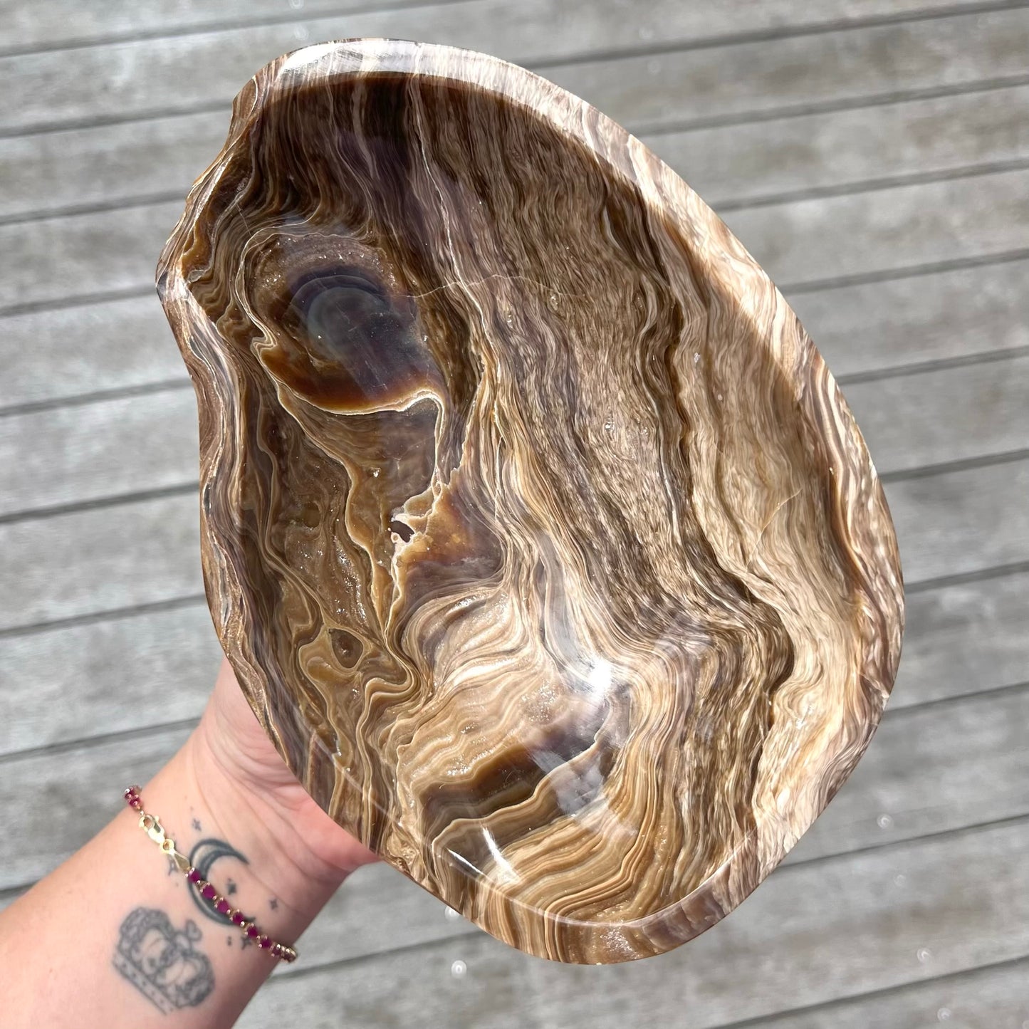 Chocolate Calcite Large Crystal Bowl - Grounding, Healing, Confidence