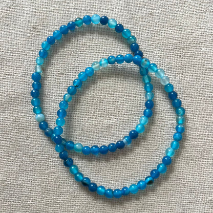 Blue Agate 4mm Beaded Bracelet - Harmony