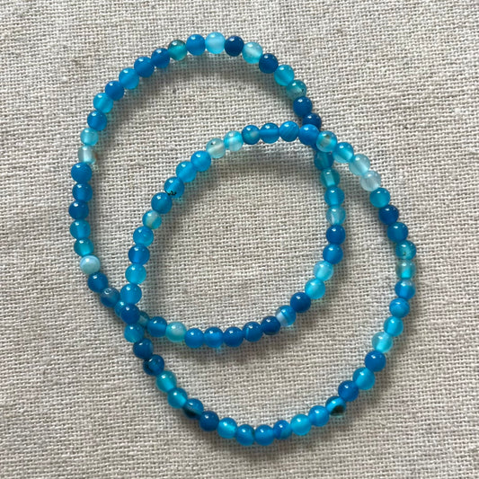 Blue Agate 4mm Beaded Bracelet - Harmony