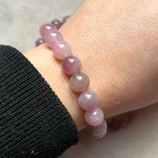 Purple Rose Quartz 10mm Beaded Bracelet - Love