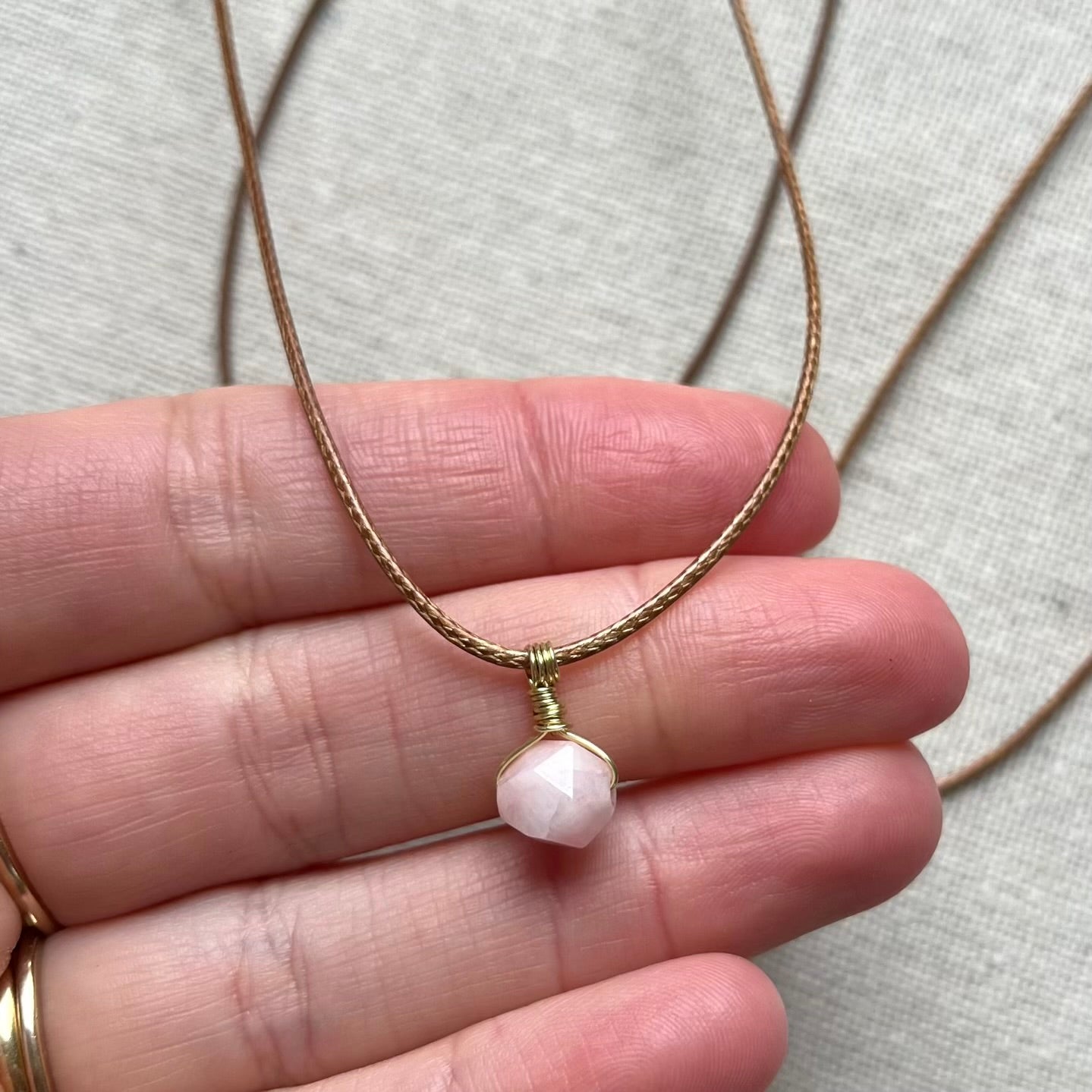 Mini Geo Pendant - Pink Morganite