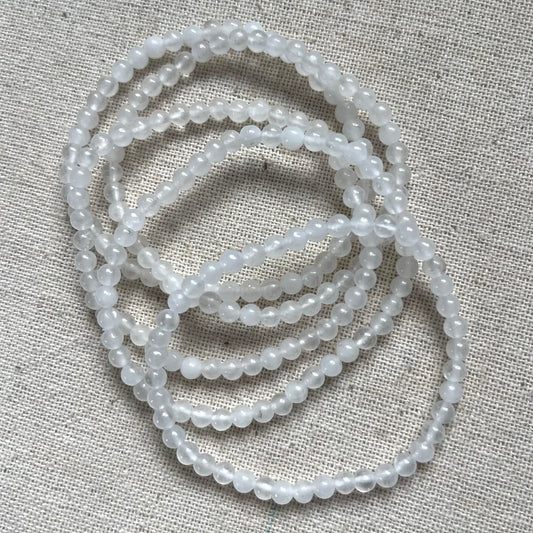 White Jade 4mm Beaded Bracelet - Luck