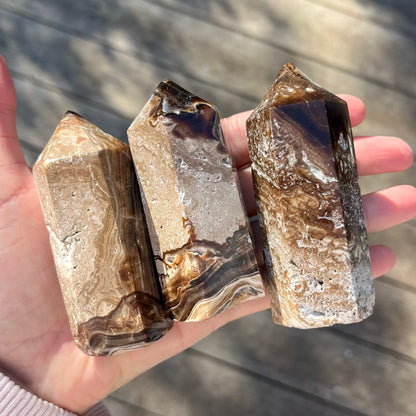 Travertine Medium Point Crystal - Balance, Grounding