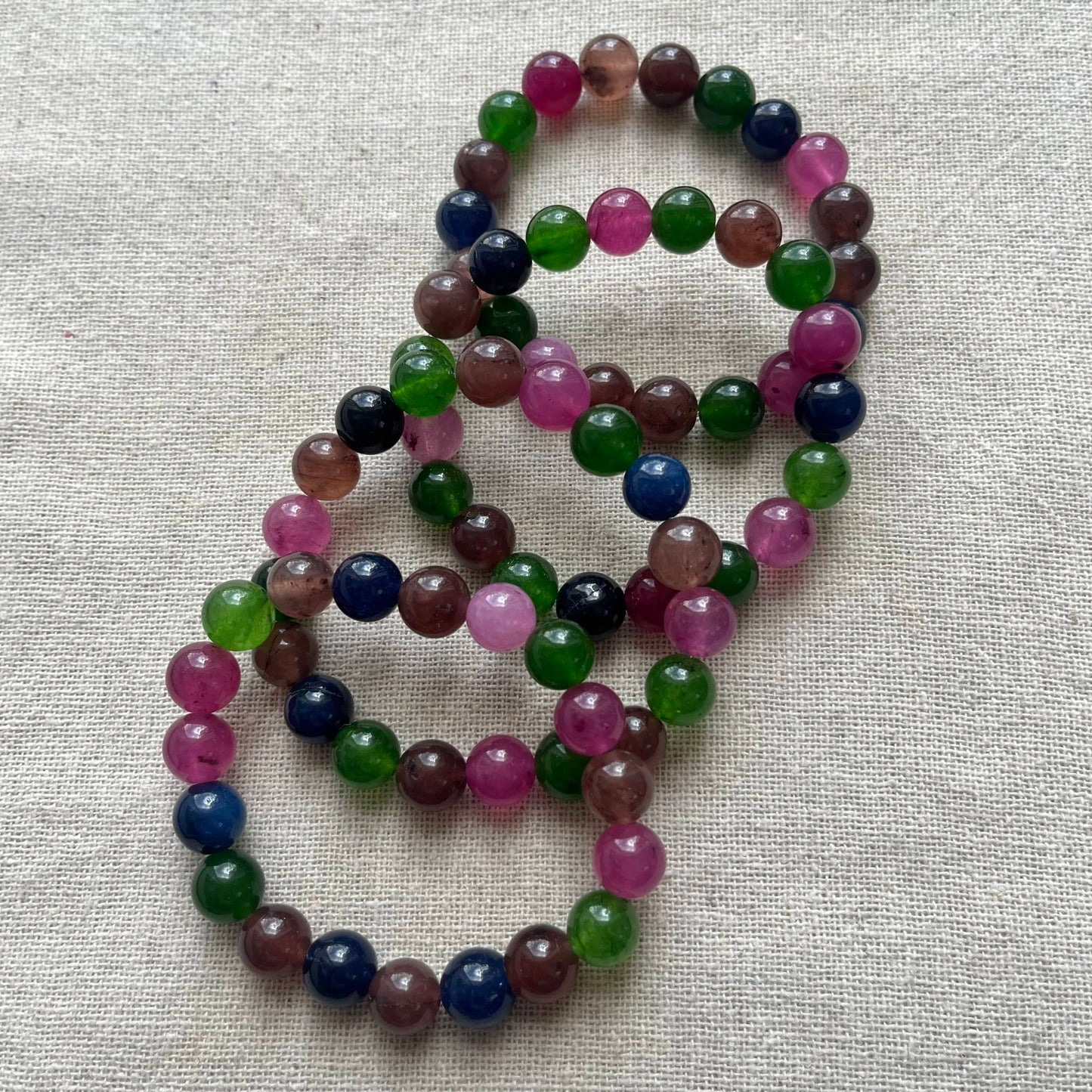 Multicoloured Tourmaline 10mm Beaded Bracelet - Balance