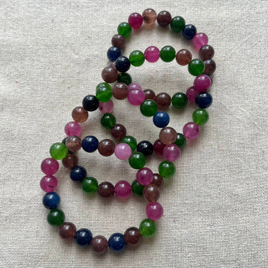 Multicoloured Tourmaline 10mm Beaded Bracelet - Balance