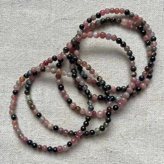 Rainbow Tourmaline 4mm Beaded Bracelet - Balance