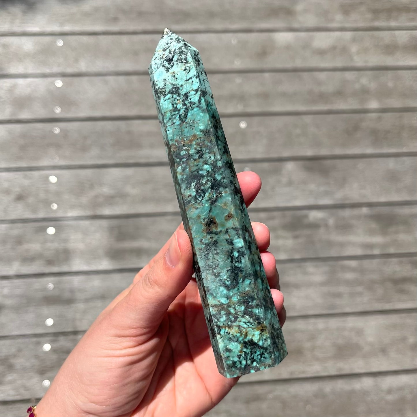 African Turquoise Medium Tower Crystal - Protective, Mystical, Transformative