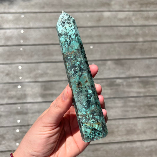 African Turquoise Medium Tower Crystal - Protective, Mystical, Transformative