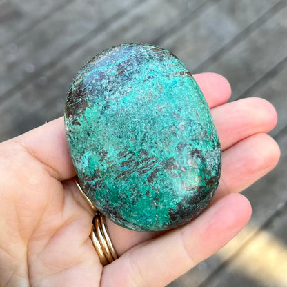 Malachite Chrysocolla Palm Stone Crystal - Positivity, Transformation
