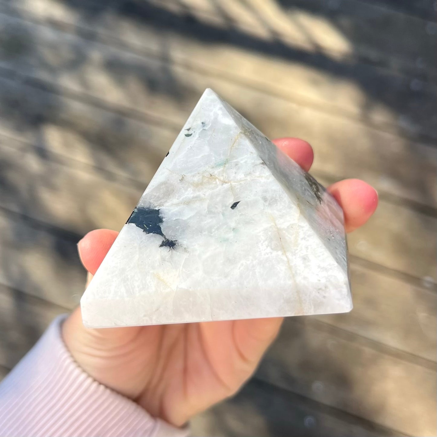 Moonstone Pyramid Crystal - Intuition, New Beginnings
