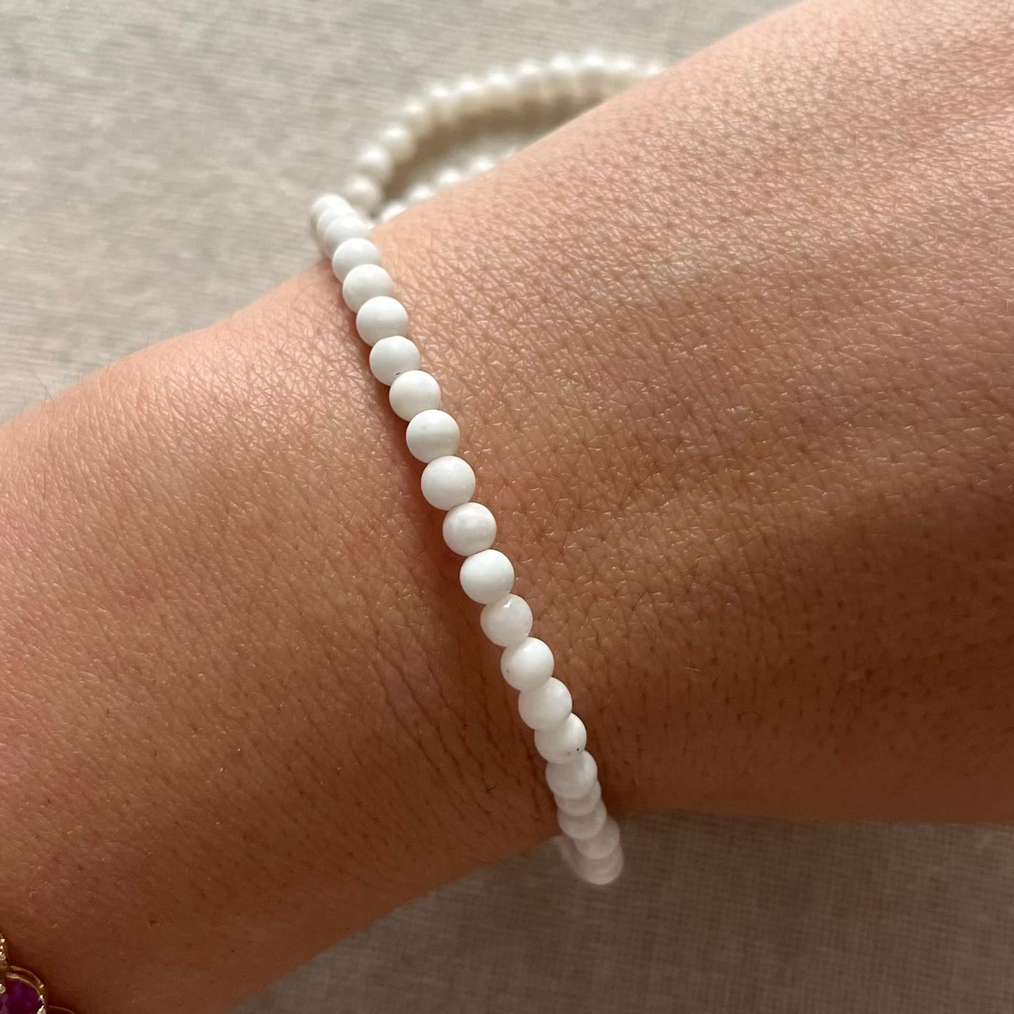 Moonstone 4mm Beaded Bracelet - Intuition