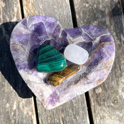 Amethyst Heart Crystal Bowl - Spiritual Wisdom, Peace
