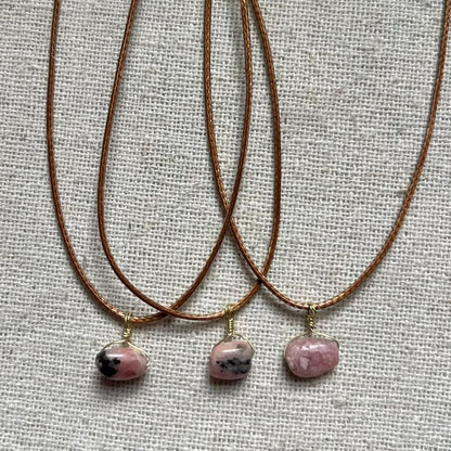 Mini Gem Pendant - Rhodochrosite