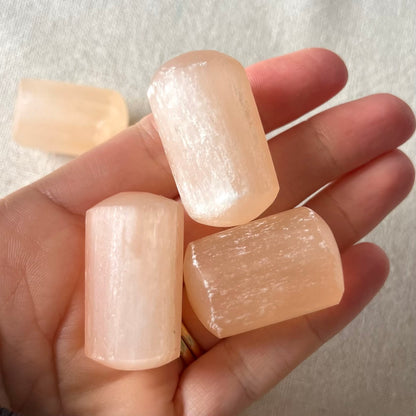 Peach Selenite Large Tumble Stone - High Vibe, Protection, Spiritual Connection