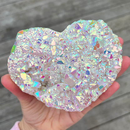 Angel Aura Quartz Large Heart Crystal - Joy, Ethereal, Emotional Healing