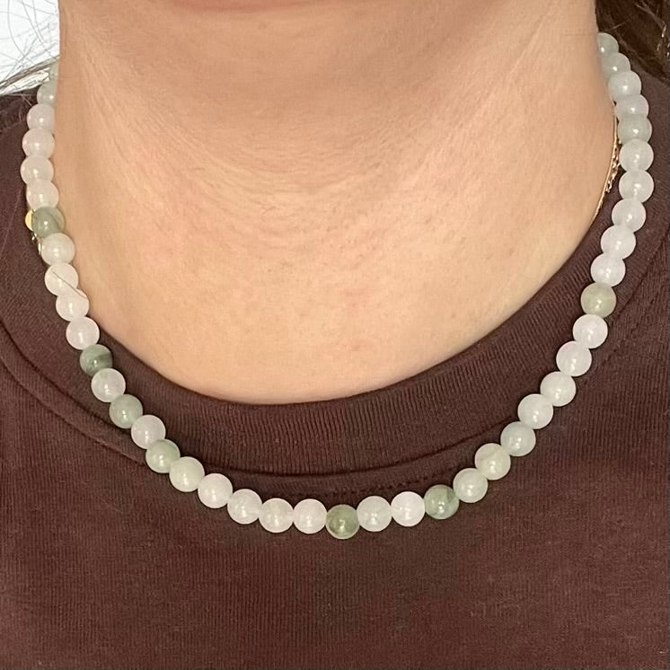 Jade 6mm Beaded Necklace - Luck