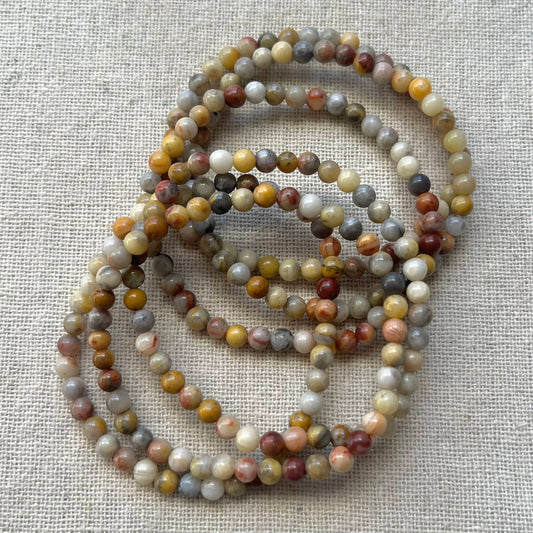 Crazy Lace Agate 4mm Beaded Bracelet - Joy