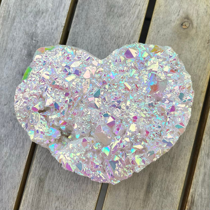 Angel Aura Quartz Large Heart Crystal - Joy, Ethereal, Emotional Healing