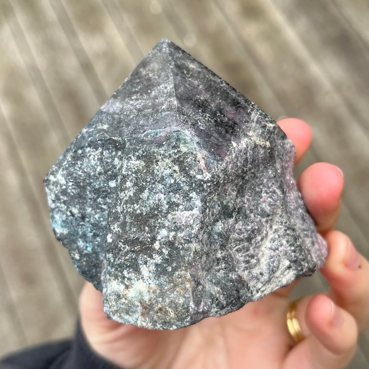 Black Vein Rhodonite Raw Point Crystal - Compassion, Love