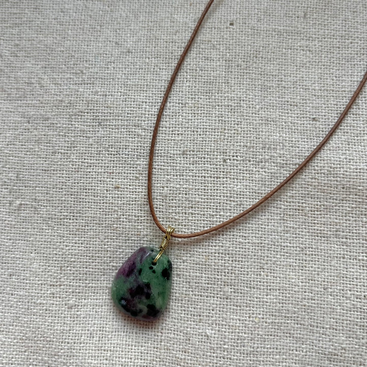 Ruby Zoisite Cabochon Pendant - ONE OF A KIND