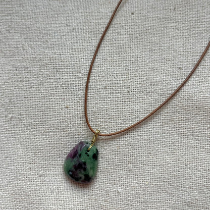 Ruby Zoisite Cabochon Pendant - ONE OF A KIND