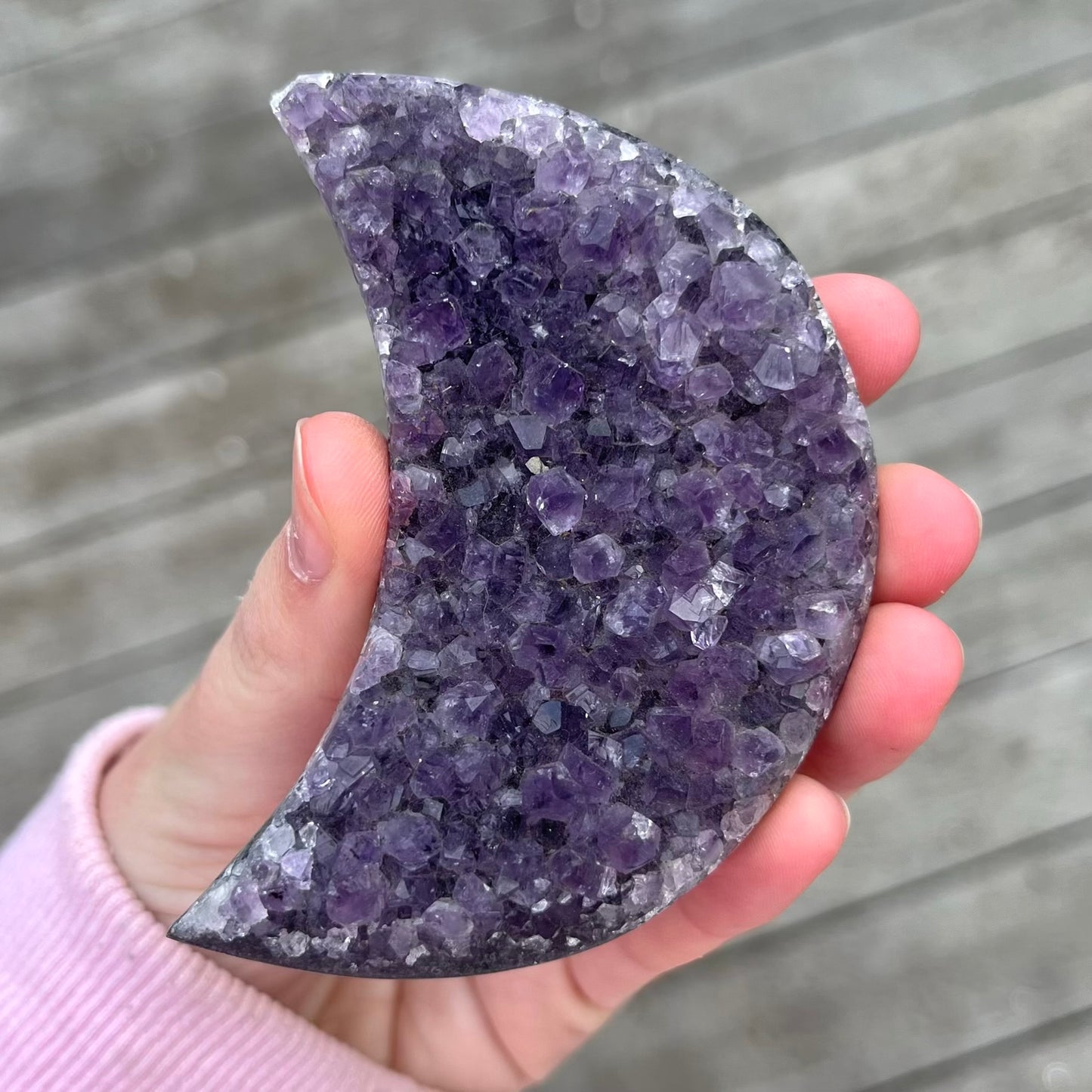 Amethyst Medium Moon Crystal - Calming, Protective, Balancing