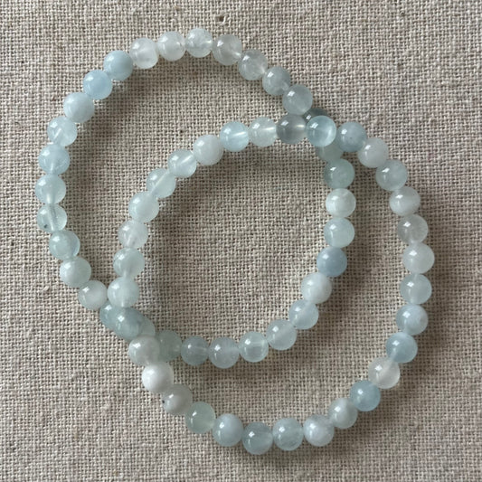 Aquamarine 6mm Beaded Bracelet - Calm