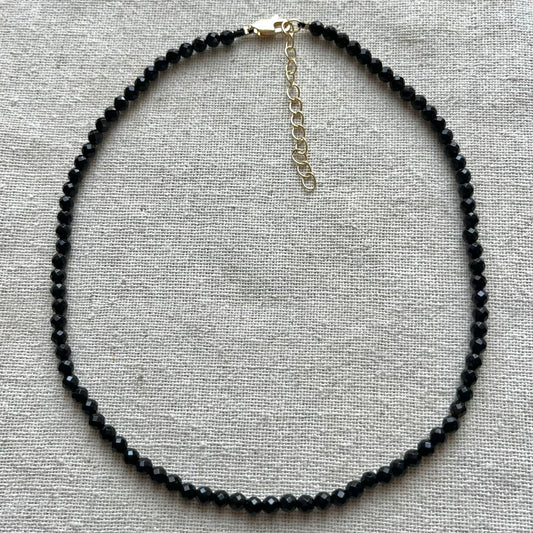 Onyx 4mm Facet Beaded Necklace - Confidence