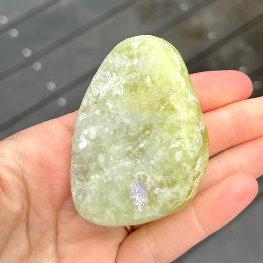 Prehnite Palm Stone Crystal - Protection, Emotional Healing