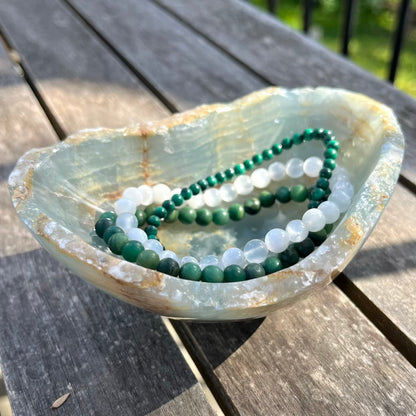 Blue Onyx Large Raw Crystal Bowl - Calm, Peace, Grounding