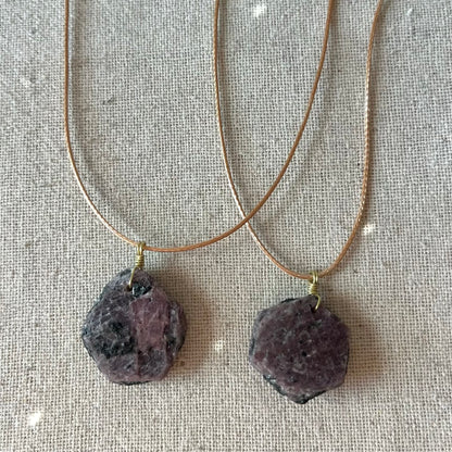 Ruby Hexagon Raw Pendant - Passion