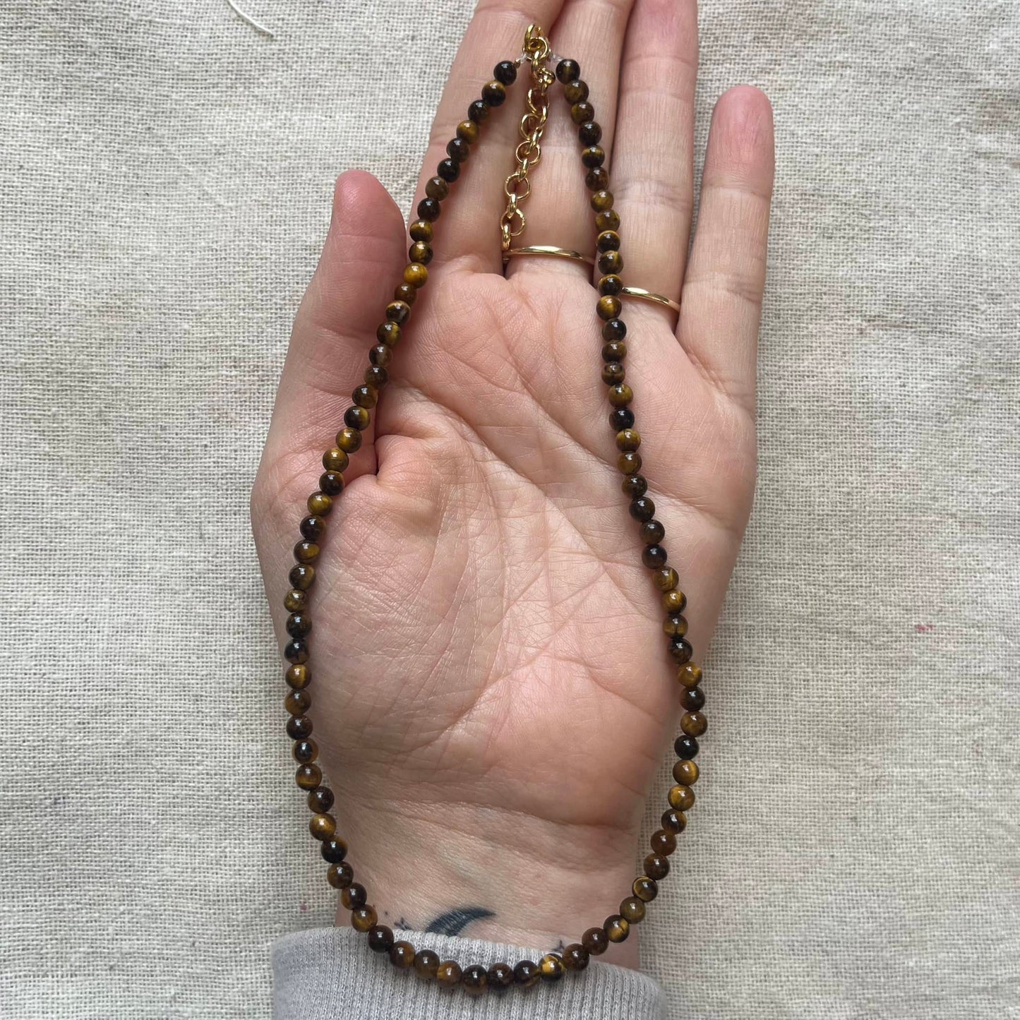 Tiger Eye 4mm Beaded Necklace - Balance