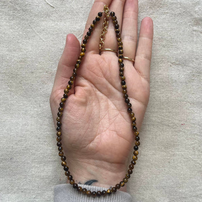 Tiger Eye 4mm Beaded Necklace - Balance