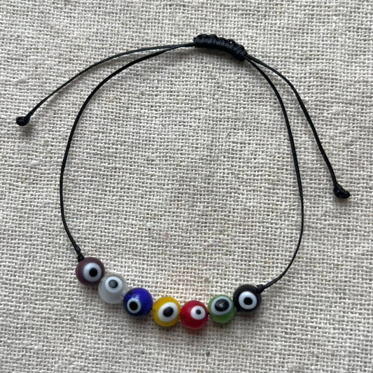 Coloured Evil Eye Cord Bracelet