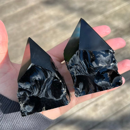 Obsidian Raw Point Crystal - Protection, Grounding, Power