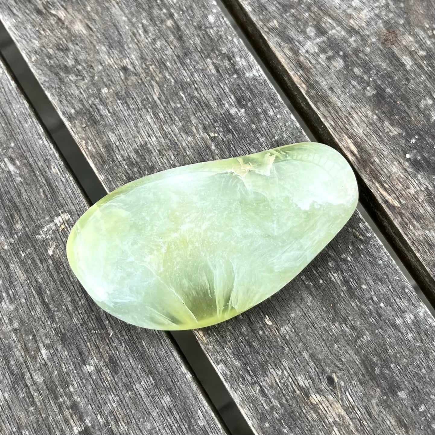 Prehnite Palm Stone Crystal - Protection, Emotional Healing