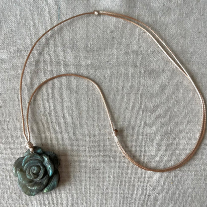 Labradorite Rose Pendant - ONE OF A KIND